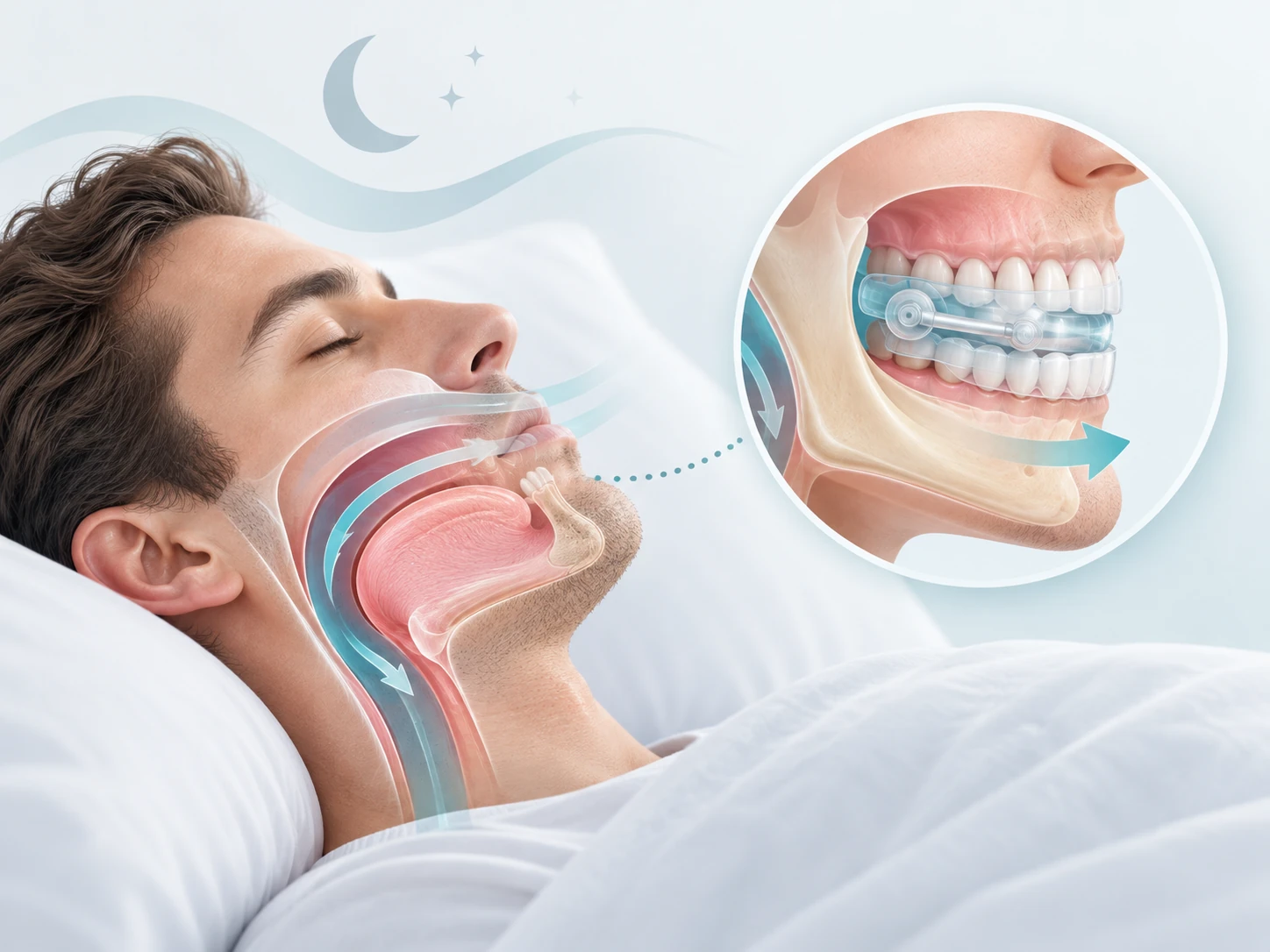 Illustrazione delle vie aeree durante il sonno